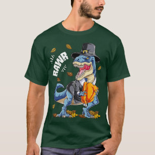 Dinosaur Rawr Thanksgiving Boys Turkey Saurus T re T-Shirt