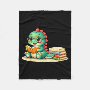 Dinosaur read reader book library funny mum dad fleece blanket