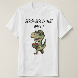 dinosaur, reading, book lover, cute nerdy  T-Shirt