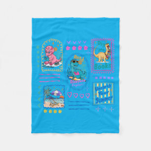 Dinosaur Reading Club Summer Book Lover Library Fleece Blanket