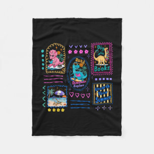 Dinosaur reading club summer book lover library fleece blanket