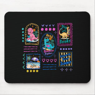 Dinosaur reading club summer book lover library mouse pad