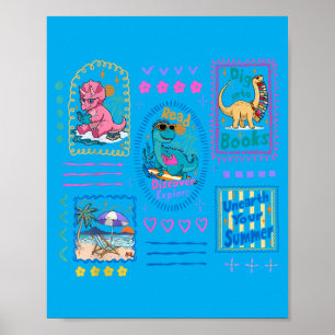 Dinosaur Reading Club Summer Book Lover Library Poster