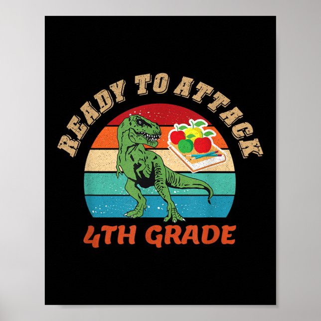 Dinosaur Ready To Attack 4th T-rex Boys Back To Sc Poster (Front)