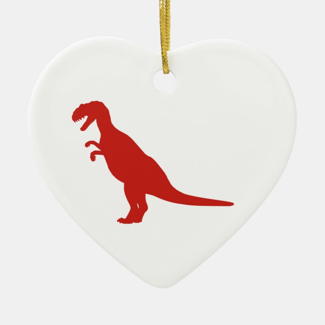 Dinosaur Red Ceramic Tree Decoration (Front)