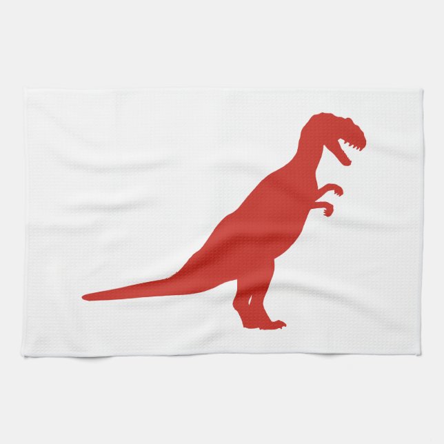 Dinosaur Red Tea Towel (Horizontal)