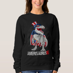 Dinosaur Rex 4th of July Boys Kids American Flag D Sweatshirt