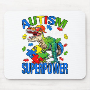 Dinosaur Rex Autism Is My Superpower Autism Awaren Mouse Pad