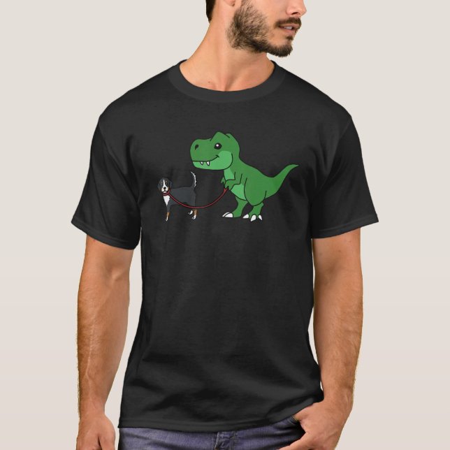 Dinosaur Rex Bernese Cattle Dog T-Shirt (Front)