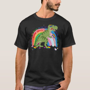 Dinosaur Rex Gay Pride Lgbt Rainbow Flag Sunglasse T-Shirt