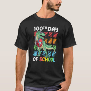 Dinosaur Rex Happy 100th Day Of School Dino Kids 1 T-Shirt