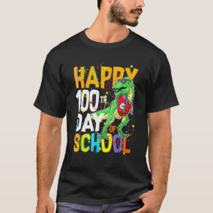 Dinosaur Rex Happy 100th Day Of School Dino Kids 1 T-Shirt