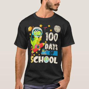 Dinosaur Rex Happy 100th Day Of School Space Kids T-Shirt