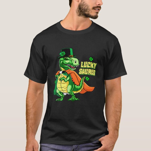 Dinosaur Rex Irish St Patricks Day Birthday Gifts T-Shirt (Front)