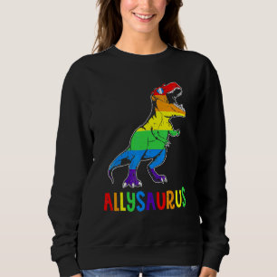 Dinosaur Rex Lgbt Gay Pride Flag Allysaurus Ally M Sweatshirt