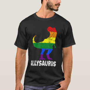 Dinosaur Rex Lgbt Gay Pride Flag Allysaurus Ally M T-Shirt