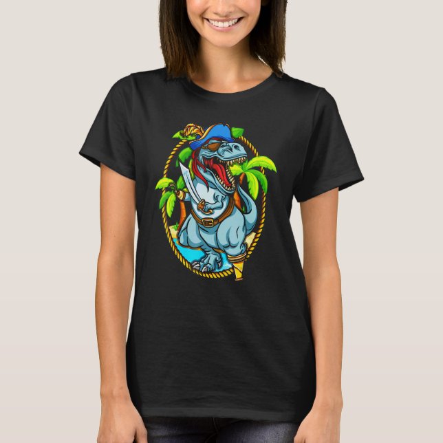 Dinosaur Rex Pirate Hat T-Shirt (Front)