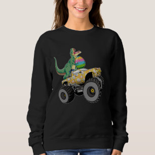 Dinosaur Rex Ride Monster Truck Easter Egg Easter  Sweatshirt