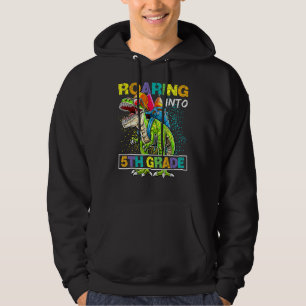 Dinosaur Rex Roaring Into 5th Grade Back To School Hoodie