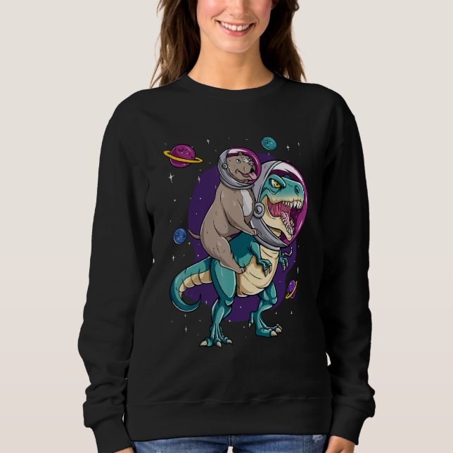 Dinosaur Rex Space Planets Sparkles Sweatshirt (Front)