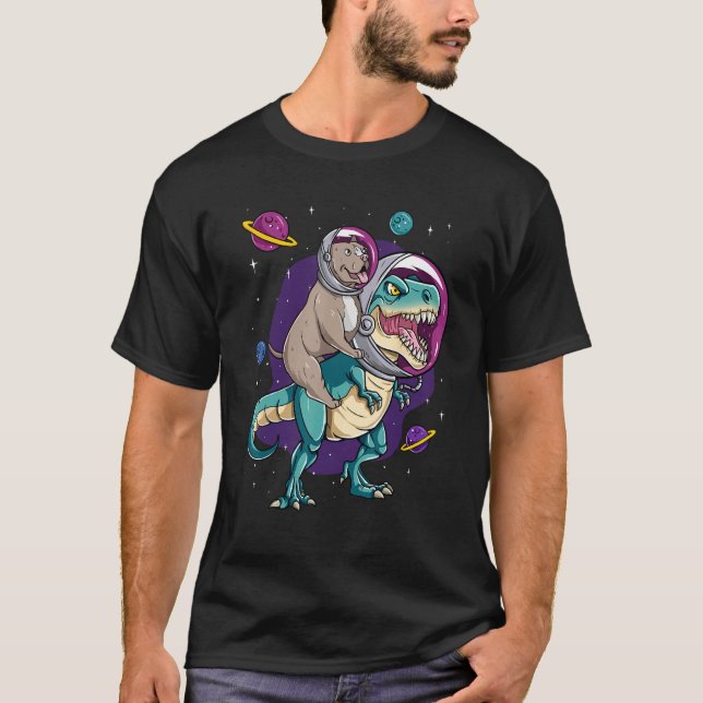 Dinosaur Rex Space Planets Sparkles T-Shirt (Front)