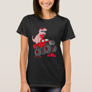 Dinosaur Ridding Truck I Steal Hearts Valentines D T-Shirt