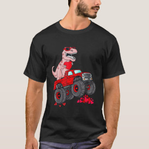 Dinosaur Ridding Truck I Steal Hearts Valentines D T-Shirt