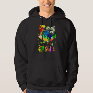 Dinosaur Riding A Pencil Roars Into First Day 4th Hoodie