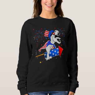 Dinosaur Riding Fireworks 4th Of July Kids Boys Me Sweatshirt
