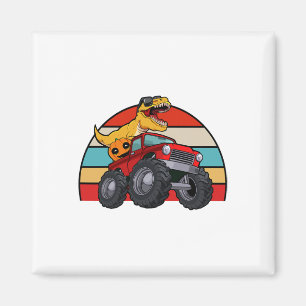 Dinosaur Riding Monster Truck Lazy Halloween Costu Magnet