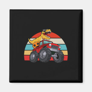 Dinosaur Riding Monster Truck Lazy Halloween Costu Magnet