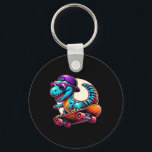 Dinosaur Riding Skateboard Funny T-rex Dino Skateb Key Ring<br><div class="desc">Dinosaur Riding Skateboard Funny T-rex Dino Skateboarding</div>