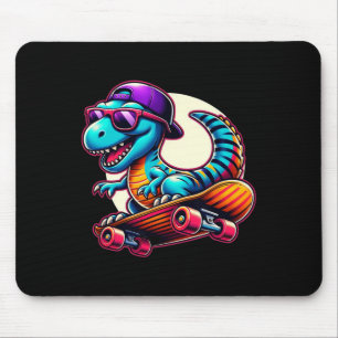Dinosaur Riding Skateboard Funny T-rex Dino Skateb Mouse Pad