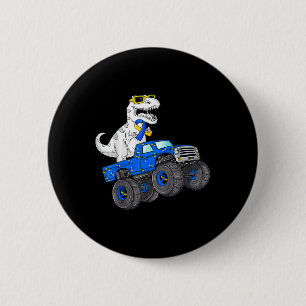 Dinosaur Riding Truck World Down Syndrome Day Boys 6 Cm Round Badge