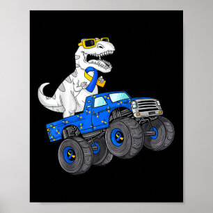 Dinosaur Riding Truck World Down Syndrome Day Boys Poster