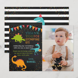 Dinosaur Roar Chalkboard Birthday Thank You Card