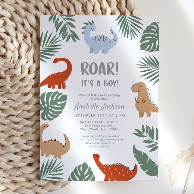 Dinosaur Roar It's a Boy  Baby Shower Invitation (Creator Uploaded)