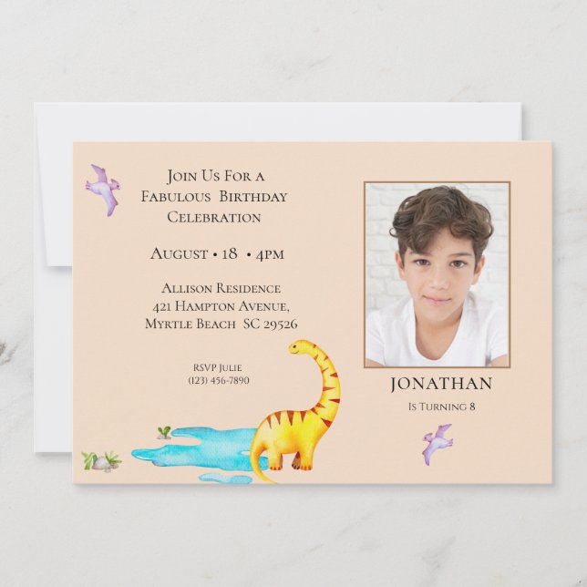 Dinosaur Roar Theme Jungle Birthday   Invitation (Front)