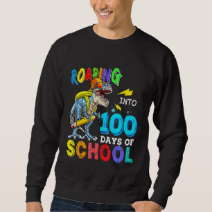 Dinosaur Roaring Into 100 Days Of School Apparel T Sweatshirt
