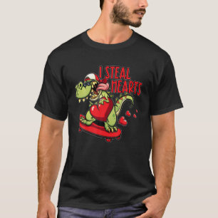 Dinosaur S For Kids Valentines Day I Steal Hearts T-Shirt
