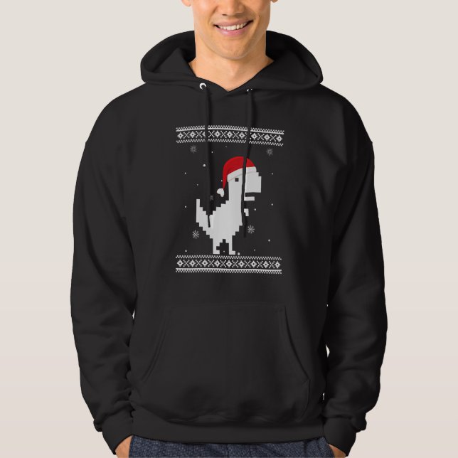 Dinosaur Santa Clause Big T-Rex Santa Ugly Christm Hoodie (Front)