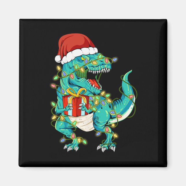 Dinosaur Santa  for Boys Girls Christmas Tree Ligh Magnet (Front)