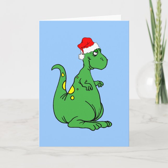 dinosaur Santa Holiday Card (Front)