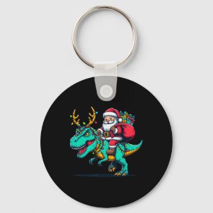 Dinosaur Santa Riding T Rex Christmas Deer Kids Bo Key Ring