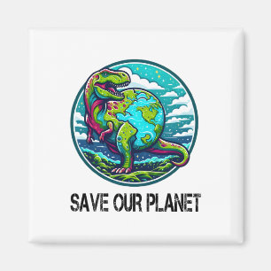 Dinosaur Save Our Planet Cute Earth Day Men Women Magnet