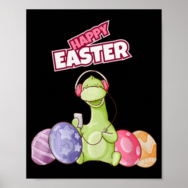 Dinosaur Say Happy Easter Premium Tri-blend  Poster (Front)