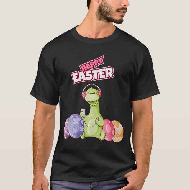 Dinosaur Say Happy Easter Premium Tri-blend  T-Shirt (Front)