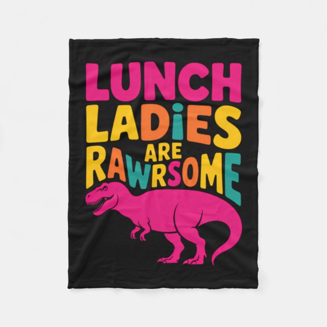 Dinosaur School Funny Cafeteria Worker Fleece Blanket (Front)