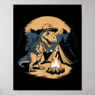 Dinosaur Scouting Camping For Kids Boys Girls Poster
