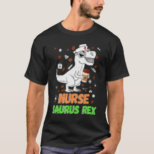 Dinosaur Scrub Nurse Life Coffee Rn Nursing Lpn T-Shirt